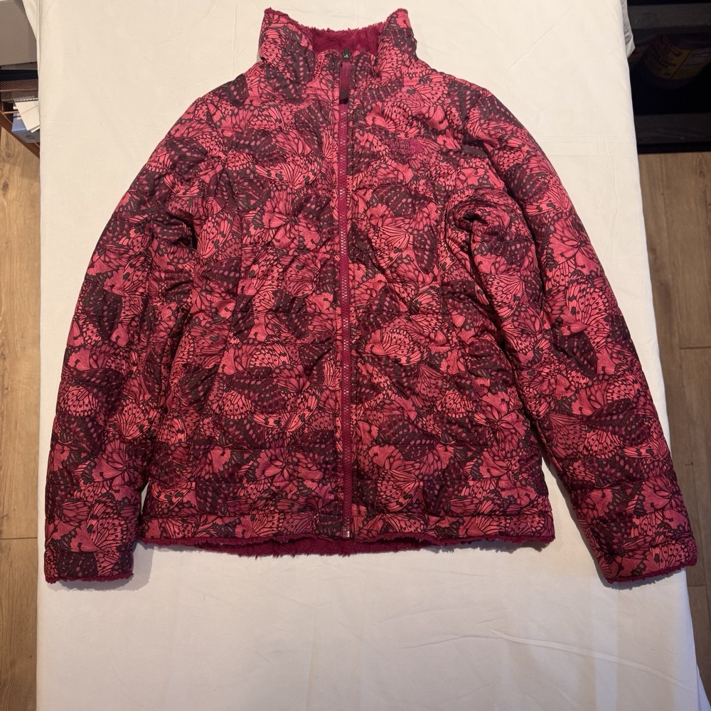 The North Face Reversible Mossbud Swirl Butterfly‎ Camo Jacket Coat Girls Size L